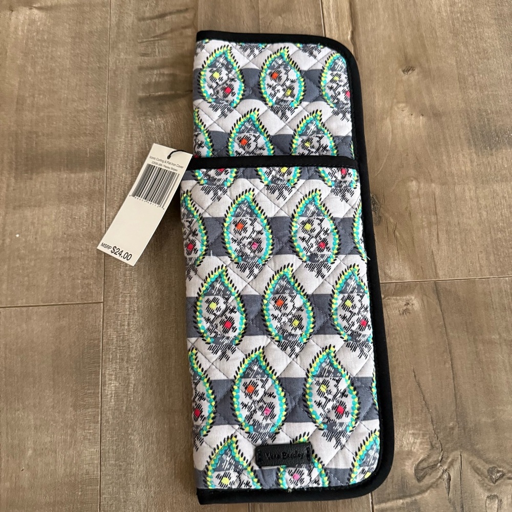 NEW Vera Bradley Paisley Stripes Ironic Curling Flat Iron Cover Holder Travel
